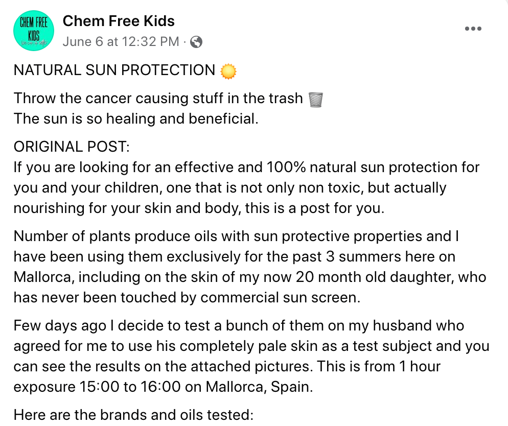 Fact Check Plant Oils Do NOT Provide Effective Natural Sun Protection
